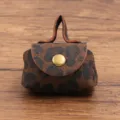 Mini luipaard print PU lederen muntbeurs ketting hanger schattige oortelefoon tasje - Bruin kettingkoord / Luipaard Bruin