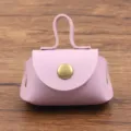 Mini roze PU leer portemonnee hanger oortjes hoesje tas met metalen drukknoop sluiting. - Paars