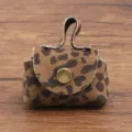 Mini luipaard print PU leer portemonnee ketting hanger oortelefoon hoesje mode accessoire - Geel Luipaardprint