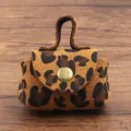 Luipaardprint PU Lederen Mini Portemonnee Ketting Hanger Oortelefoon Hoesje Mode Accessoire - Oranje Luipaard