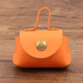 Oranje PU lederen mini portemonnee ketting hanger oortelefoon hoesje mode accessoire. - Oranje