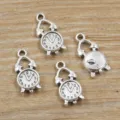 Retro alloy alarm clock charms for DIY jewelry making, punk style phone pendant accessories. - No. 15 Clock / 9x18mm