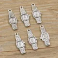 Vintage alloy watch charms DIY jewelry making accessories for phone straps and pendant crafts. - No. 23 Clock / 9x23mm