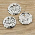 DIY alloy jewelry accessories steampunk gear clock pendant retro silver charms set 3pcs - No. 3 Clock / 24x24mm