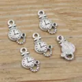 Vintage alloy pocket watch charms DIY jewelry accessories punk style clock pendants set - No. 16 Clock / 9x17mm