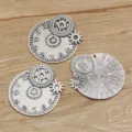 DIY vintage silver alloy gear clock pendant charms punk retro jewelry making accessories - No. 4 Clock / 43x49mm