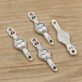Antique silver watch shaped alloy charms pendants DIY jewelry crafting making phone charm 4pcs - No. 24 Clock / 9x35mm