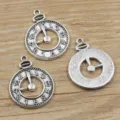 Vintage silver clock charms pendant DIY alloy jewelry making accessories for crafts. - No. 11 Clock / 24x32mm