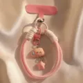 Pink cloud star phone charm wrist strap cute mobile lanyard keychain camera accessory - Pink