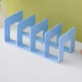 Desktop 4-grid bookend plastic book organizer shelf storage rack for office and student desk. - Haze Blue