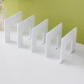 White acrylic 4-slot desktop book organizer and divider stand for office and study room - Cream
