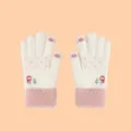 Women winter cute snowman touchscreen knitted gloves with plush cuffs warm and thick - One Size / White