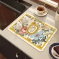 Kitchen diatomaceous earth draining mat featuring vintage floral pattern and English text. - 30x40cm / Thickened Style - Fragrant Garden