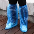 Cubrezapatos impermeables largos azules gruesos protectores de botas para la lluvia 10 pz - Juego de 10 Piezas / Tubo Largo Azul