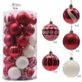 Lot de 30 boules de Noël 6cm rouge blanc incassable décorations pour sapin fête - Style 4 (peint)