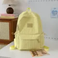 Zaino giallo tinta unita casual, grande borsa scolastica per ragazze, zainetto da viaggio leggero. - senza ciondolo / Taglia L / Giallo