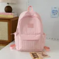 Zaino casual plissé rosa per ragazze scolastiche, grande zainetto da viaggio carino. - senza ciondolo / Taglia L / Rosa