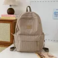 Zaino plissettato beige elegante per scuola e viaggi, grande capacità stile casual. - senza ciondolo / Taglia L / Kaki