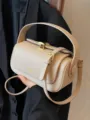 Beige designer pillow bag women crossbody handbag stylish commuter purse with chic metal clasp. - Solid Khaki