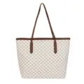 Women's large capacity tote bag in brown monogram print with dual handles, stylish and practical. - White