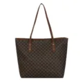 Stylish women brown monogram tote bag large capacity casual shoulder bag for daily commute - Brown