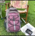 Forest style color block backpack for outdoor travel, lightweight and stylish couple daypack. - L / Grey Purple