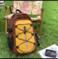 Color block outdoor travel backpack casual daypack lightweight hiking rucksack for camping - L / Tan