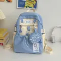 Zaino a doppia spalla in stile giapponese con pentagramma carino estivo per scuola e viaggio. - Piccolo Senza Pendente / Blu