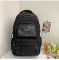 Schwarzer Schulrucksack mit transparenter Fronttasche fuer den taeglichen Gebrauch. - Rucksack / Ohne Abzeichen und Anhänger / Schwarz