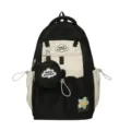 Schwarzer und weißer Freizeitrucksack mit kleiner Tasche und Sternanhänger für den Alltag. - Rucksack (Ohne Anhänger) / Schwarz