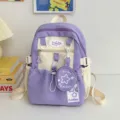 Zaino giapponese carino viola estivo con mini borsetta, borsa scolastica pastello per viaggi casual. - Piccolo Senza Pendente / Viola
