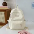 Zaino scolastico monocolore casual per studenti, grande capacità zaino da viaggio leggero - senza ciondolo / Taglia S / Bianco