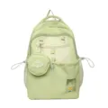 Hellgrüner süßer Studentenrucksack mit kleiner runder Tasche und Sichtfenster. - Rucksack (Ohne Anhänger) / Grün