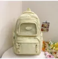 Süßer einfarbiger Schulrucksack für Schüler mit transparentem Frontfach und süßem Stil - Rucksack / Ohne Abzeichen und Anhänger / Gelb
