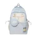 Süßer hellblauer Rucksack mit kleiner runder Tasche und transparentem Sichtfenster. - Rucksack (Ohne Anhänger) / Blau