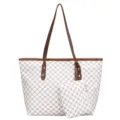Stylish large capacity women tote bag with matching pouch, chic monogram shoulder bag. - 2-in-1 Tote Bag White