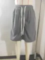 Men's summer casual drawstring corduroy shorts retro fine stripe elastic waist shorts gray - 3XL / Bottoms / Gray