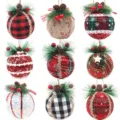 Adornos de bolas colgantes para árbol de navidad, bolas de espuma envueltas en tela. - 8 cm estilo 18 (embalaje de PVC)