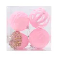 Pink Christmas baubles set of 4 decorative ornaments for tree hanging festive holiday party decor - 8cm 4 Pieces / Pink