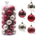 30pcs 6cm Bolas de Navidad Set Irrompible Rojo Plata Adornos Colgantes Árbol - Estilo 2 (pintado)
