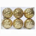 6pcs Gold Christmas Baubles 6cm Shatterproof Ornaments for Xmas Tree Holiday Party Decor - Gold