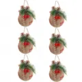 Adorno colgante para árbol de navidad bola envuelta en tela con piñas y bayas decorativas - 6 cm estilo 2 (embalaje OPP)