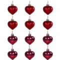 Rode hartvormige kerstballen, 5cm 12stuks glanzende en matte kerstboomdecoratie. - 5 cm / 12 st. / Wijnrood / 12 st.