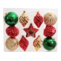 12 Stk. Weihnachtsbaum Ornaments Set, galvanisierte bemalte hängende Kugel Geschenkbox - Stil 1