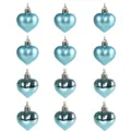 Boules de Noël cœur bleu 5cm 12pcs brillantes mates ornements suspendus de vacances - 5 cm / 12 pcs / Bleu lac / 12 pcs