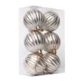Set di 6 palline di Natale argentate, ornamenti appesi per albero a forma di zucca da 6cm. - 6cm 6 Pezzi/Scatola / Oro champagne