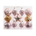 Set 12 palline di Natale rosa oro decorazioni appendibili per albero festivo - Stile 4