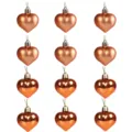 Ornements de Noël Cœur Cuivre Mat et Brillant 12 Pcs 5cm Décoration Suspendue Sapin Set - 5 cm / 12 pcs / Bronze / 12 pcs