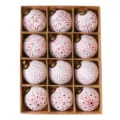 Handmade vintage Christmas balls set 8cm 12pcs for holiday tree hanging decorations home decor - Red Style 1