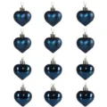 Boules de Noël cœur bleu foncé 5cm 12pcs décorations de sapin brillantes et mates - 5 cm / 12 pcs / Bleu marine / 12 pcs